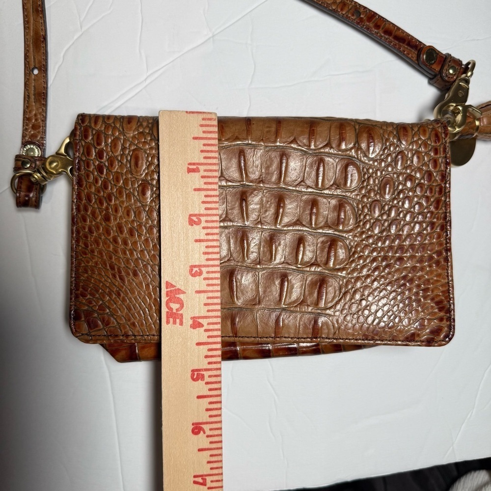 Brahmin Brown Crossbody Bag Crocodile Gold Hardware Satchel Tassel - Picture 3 of 15
